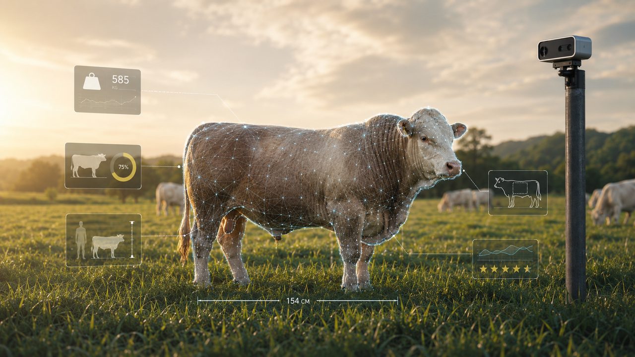Toro de perfil analizado por visión por computador